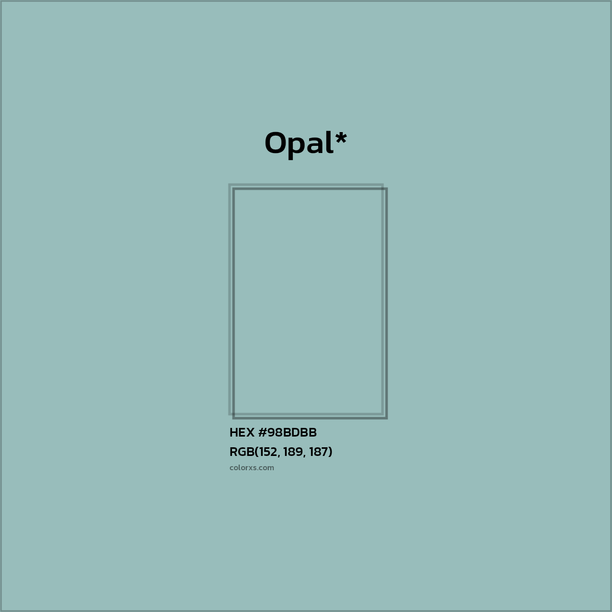 HEX #98BDBB Color Name, Color Code, Palettes, Similar Paints, Images