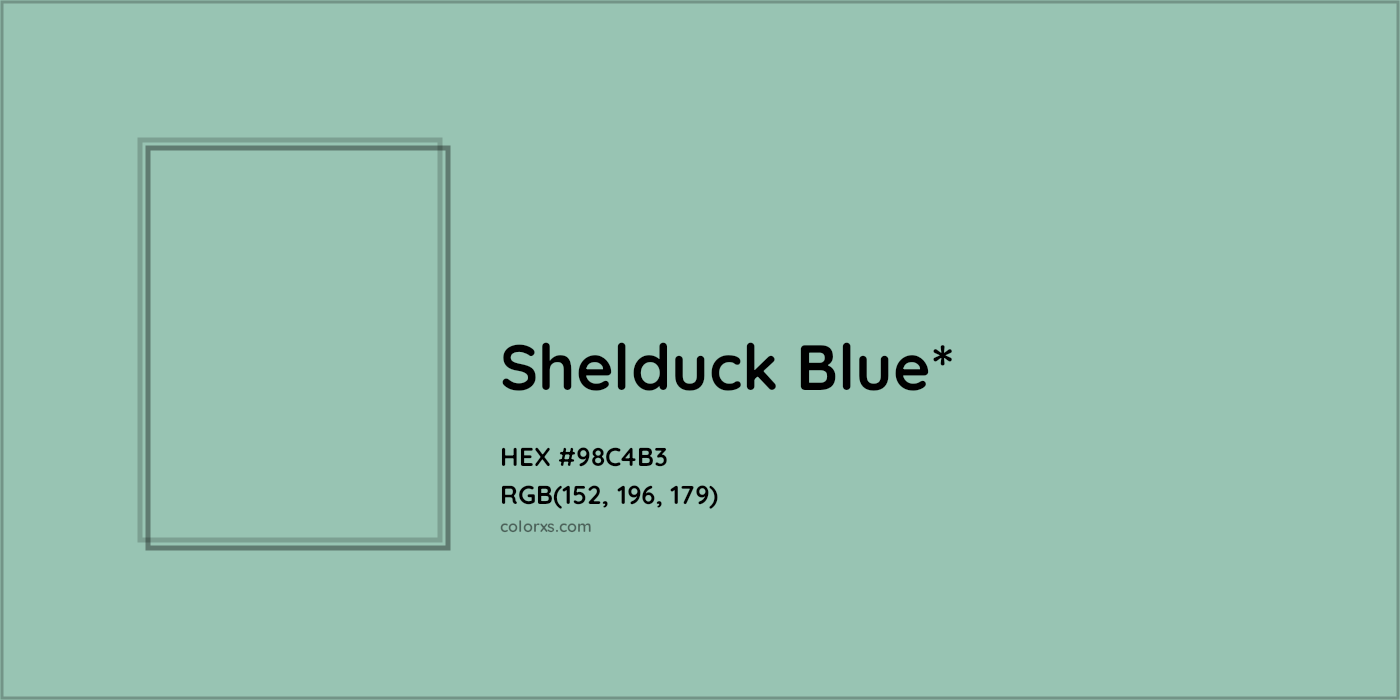 HEX #98C4B3 Color Name, Color Code, Palettes, Similar Paints, Images