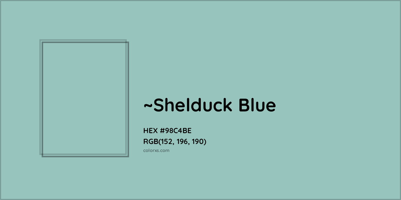 HEX #98C4BE Color Name, Color Code, Palettes, Similar Paints, Images