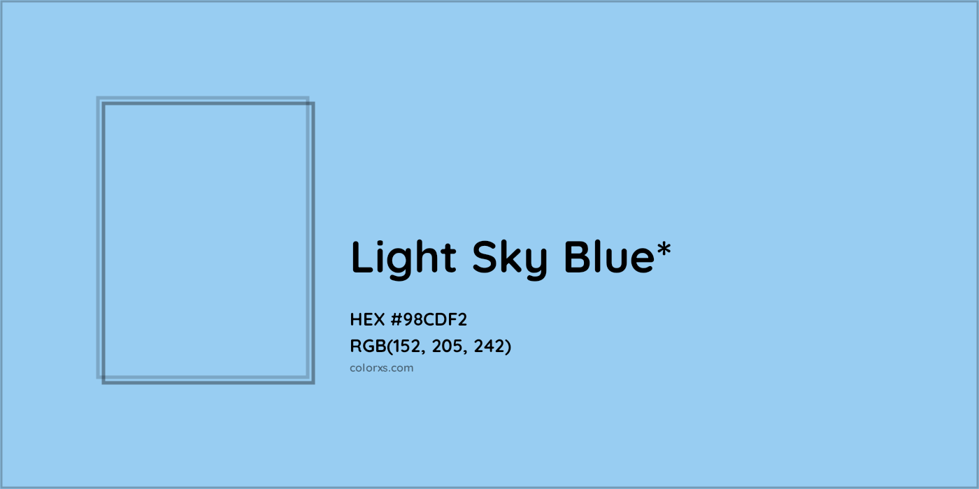HEX #98CDF2 Color Name, Color Code, Palettes, Similar Paints, Images