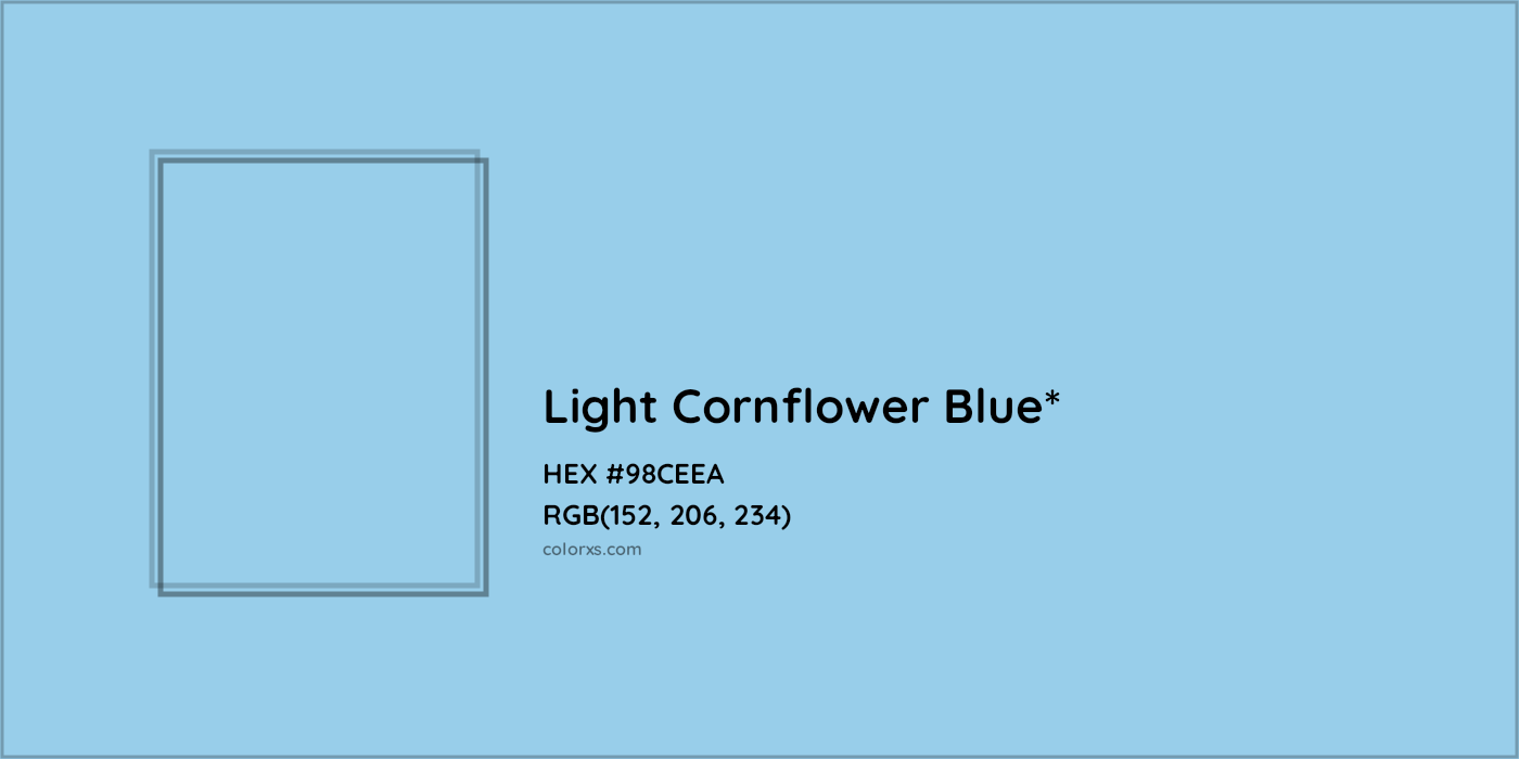 HEX #98CEEA Color Name, Color Code, Palettes, Similar Paints, Images