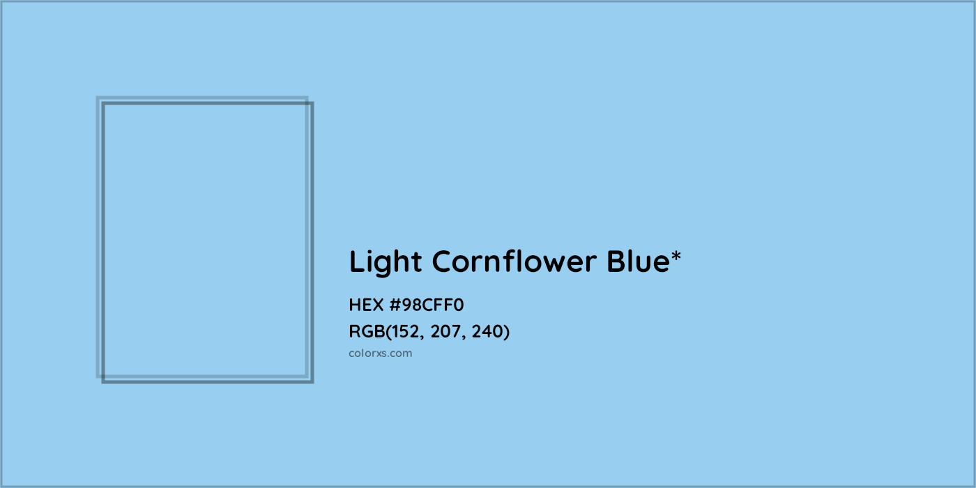 HEX #98CFF0 Color Name, Color Code, Palettes, Similar Paints, Images