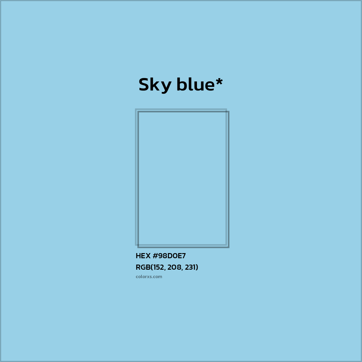 HEX #98D0E7 Color Name, Color Code, Palettes, Similar Paints, Images