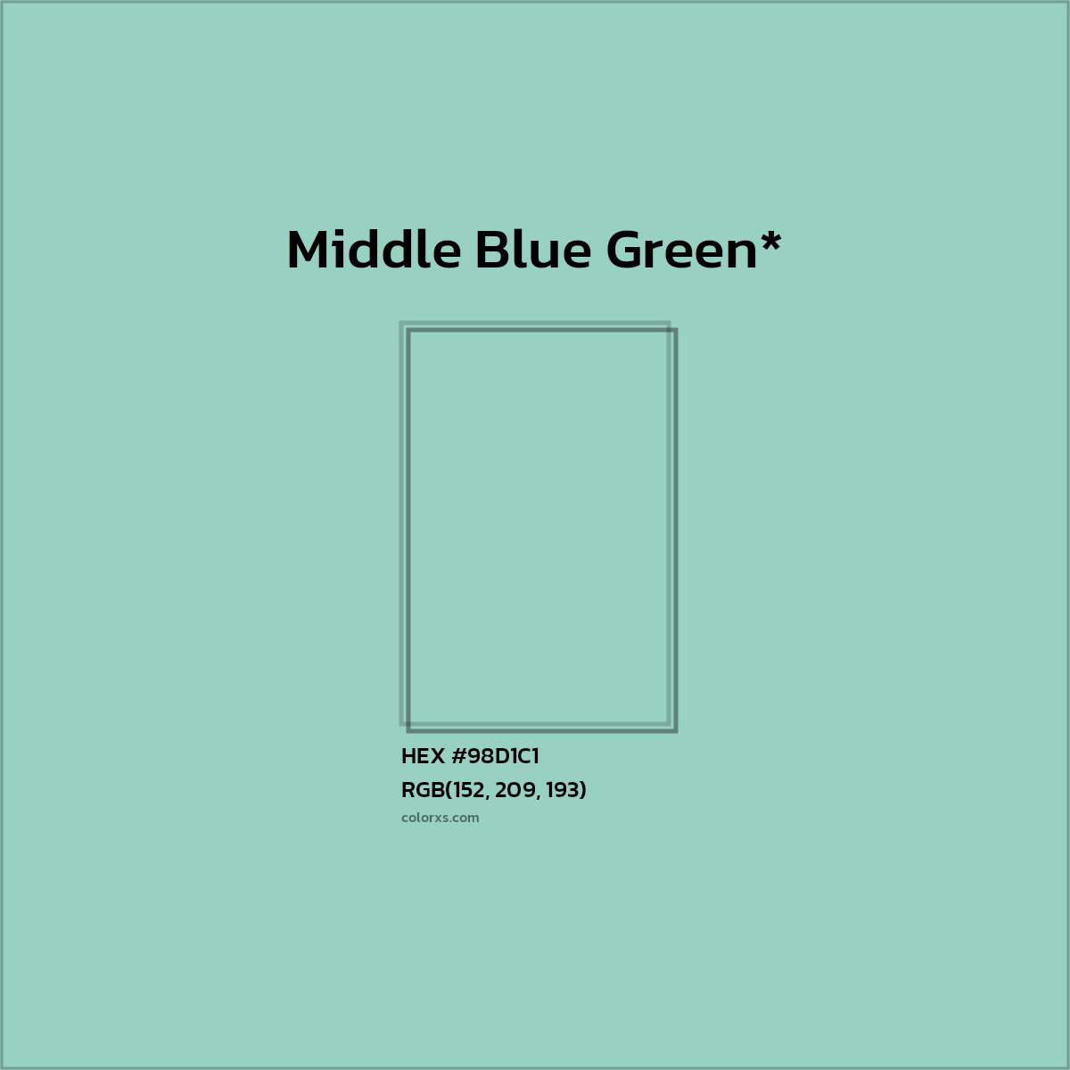 HEX #98D1C1 Color Name, Color Code, Palettes, Similar Paints, Images
