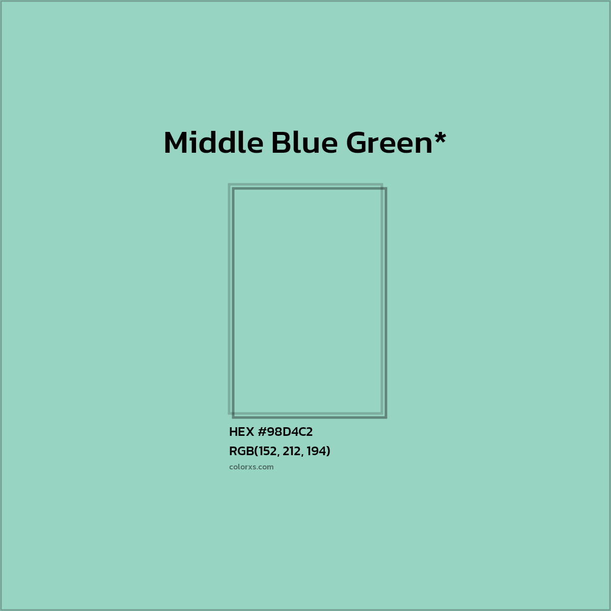 HEX #98D4C2 Color Name, Color Code, Palettes, Similar Paints, Images