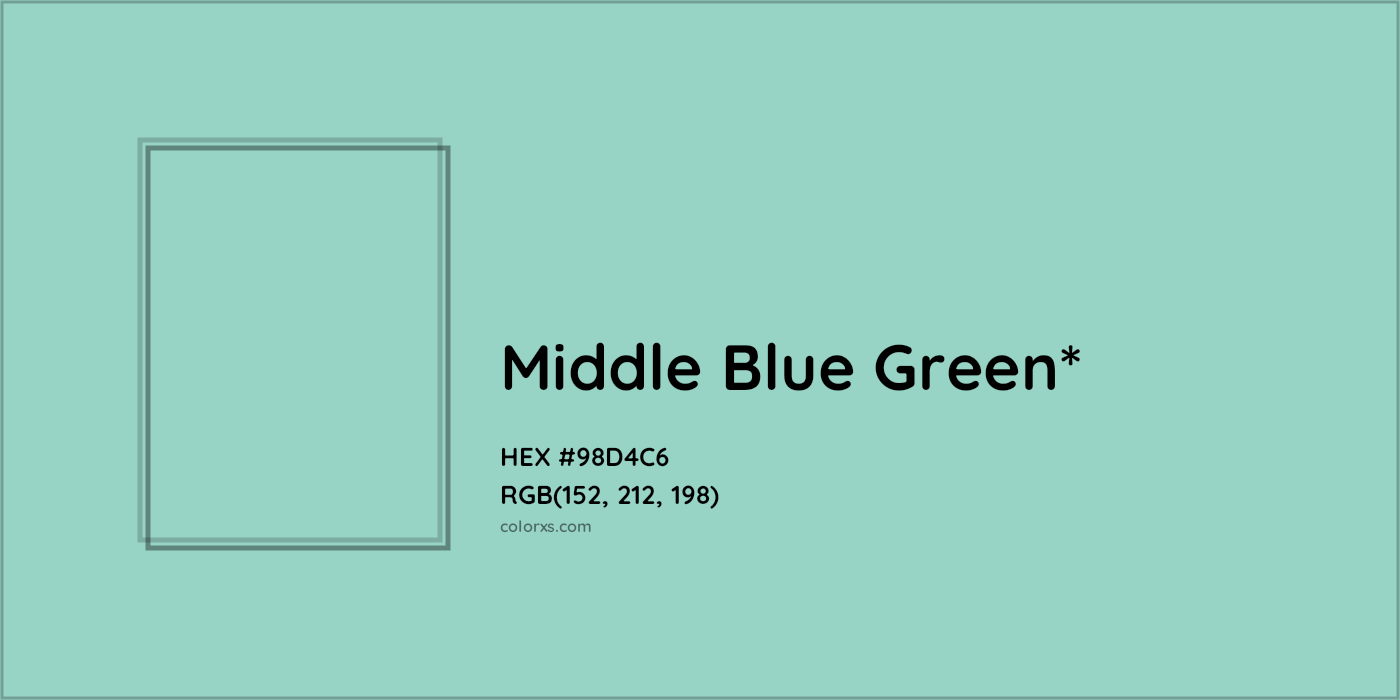 HEX #98D4C6 Color Name, Color Code, Palettes, Similar Paints, Images