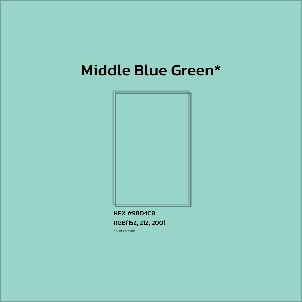 HEX #98D4C8 Color Name, Color Code, Palettes, Similar Paints, Images