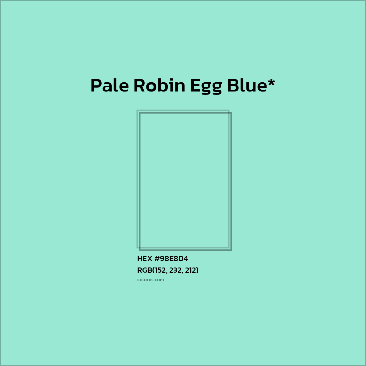 HEX #98E8D4 Color Name, Color Code, Palettes, Similar Paints, Images