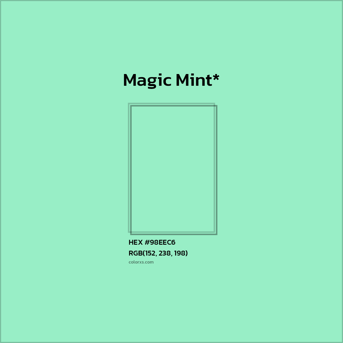 HEX #98EEC6 Color Name, Color Code, Palettes, Similar Paints, Images