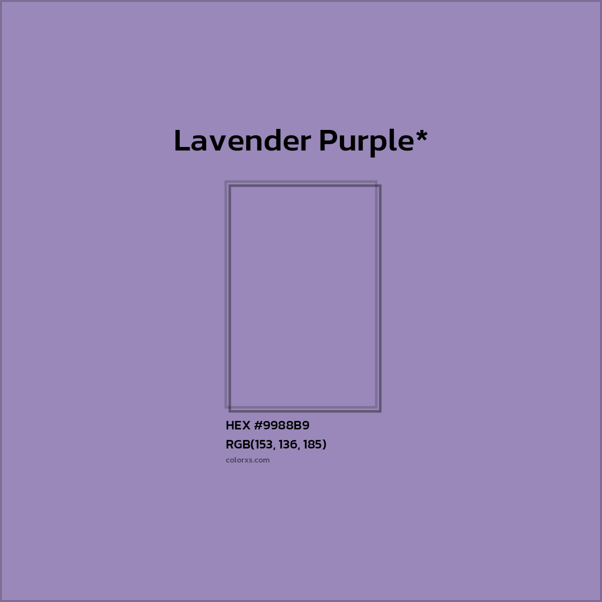 HEX #9988B9 Color Name, Color Code, Palettes, Similar Paints, Images