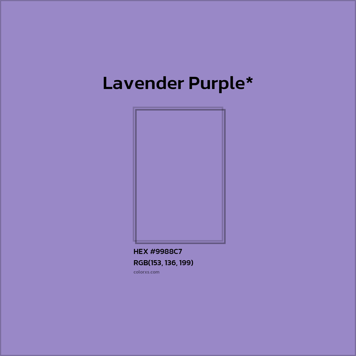 HEX #9988C7 Color Name, Color Code, Palettes, Similar Paints, Images