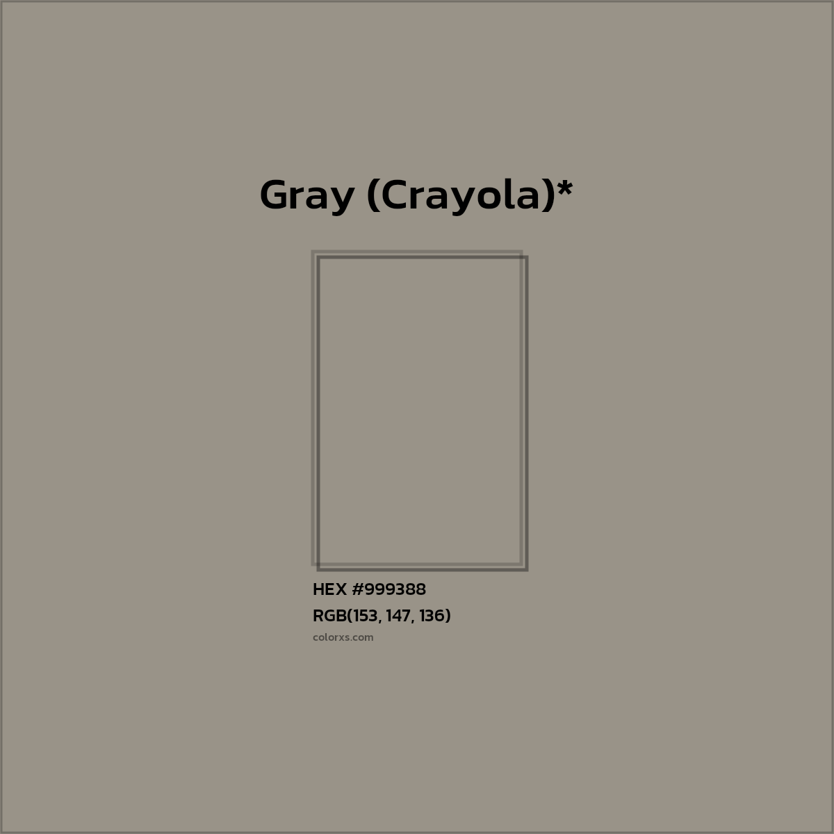 HEX #999388 Color Name, Color Code, Palettes, Similar Paints, Images