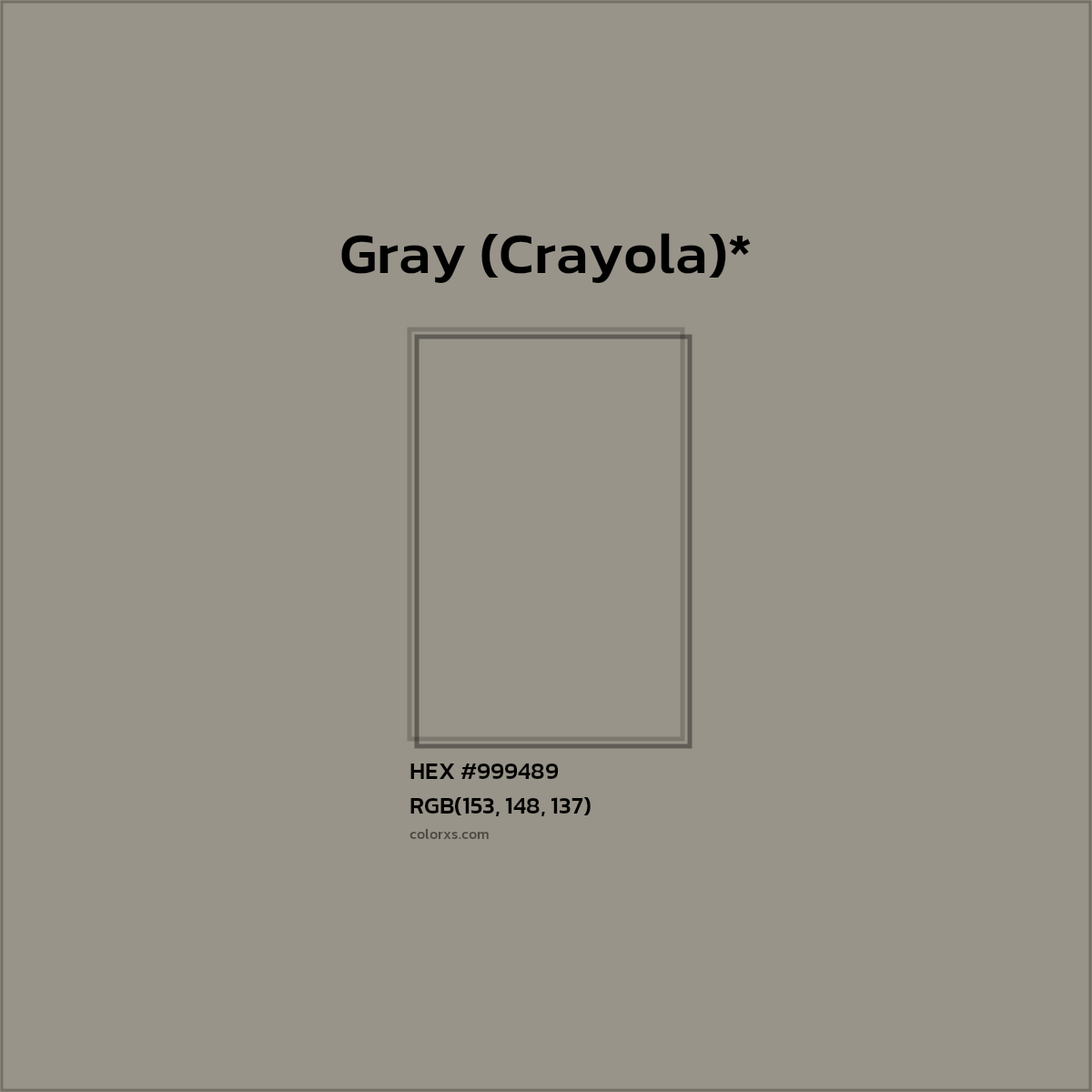 HEX #999489 Color Name, Color Code, Palettes, Similar Paints, Images