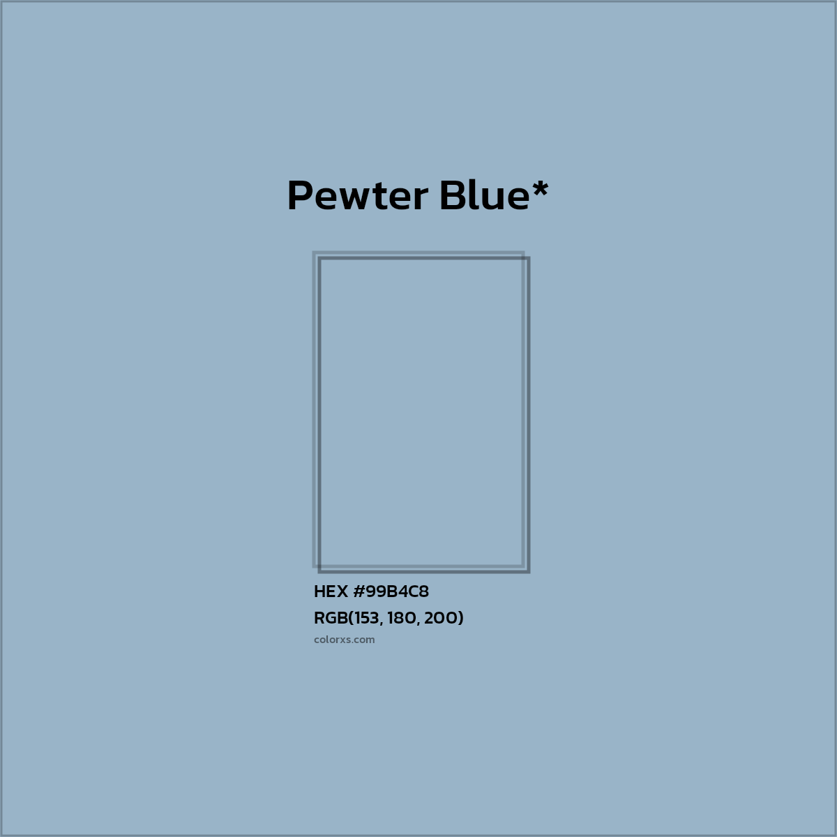 HEX #99B4C8 Color Name, Color Code, Palettes, Similar Paints, Images