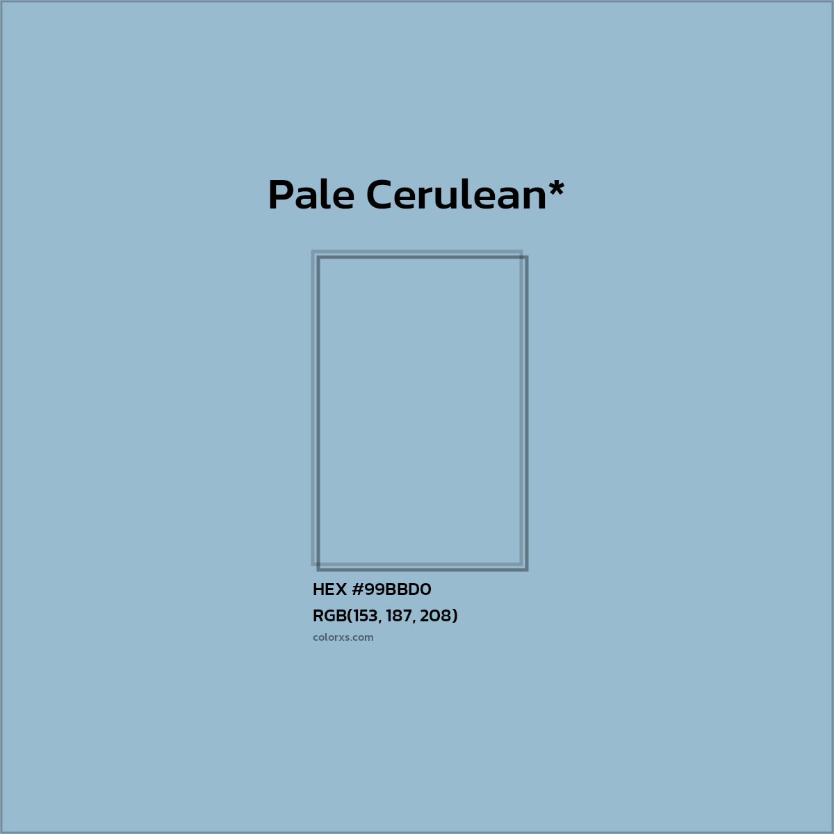 HEX #99BBD0 Color Name, Color Code, Palettes, Similar Paints, Images