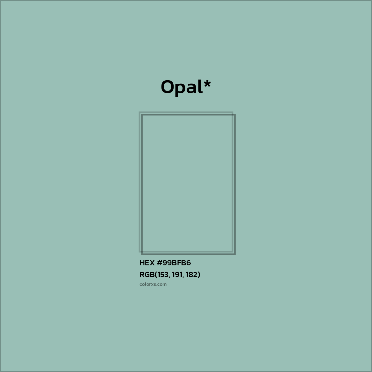 HEX #99BFB6 Color Name, Color Code, Palettes, Similar Paints, Images