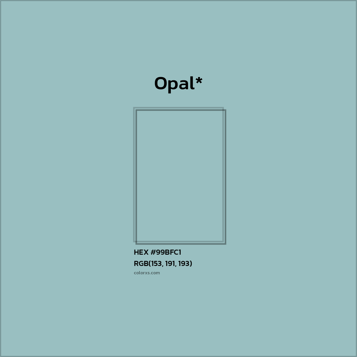 HEX #99BFC1 Color Name, Color Code, Palettes, Similar Paints, Images
