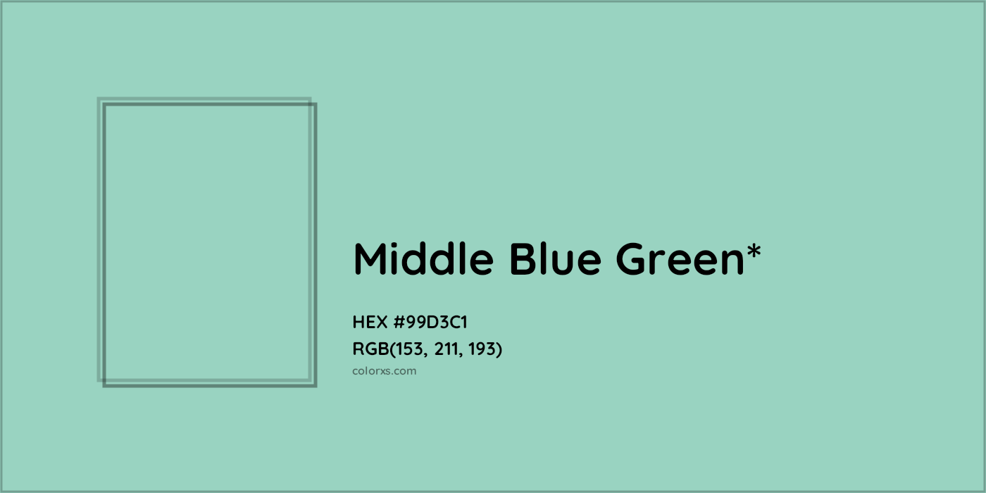 HEX #99D3C1 Color Name, Color Code, Palettes, Similar Paints, Images