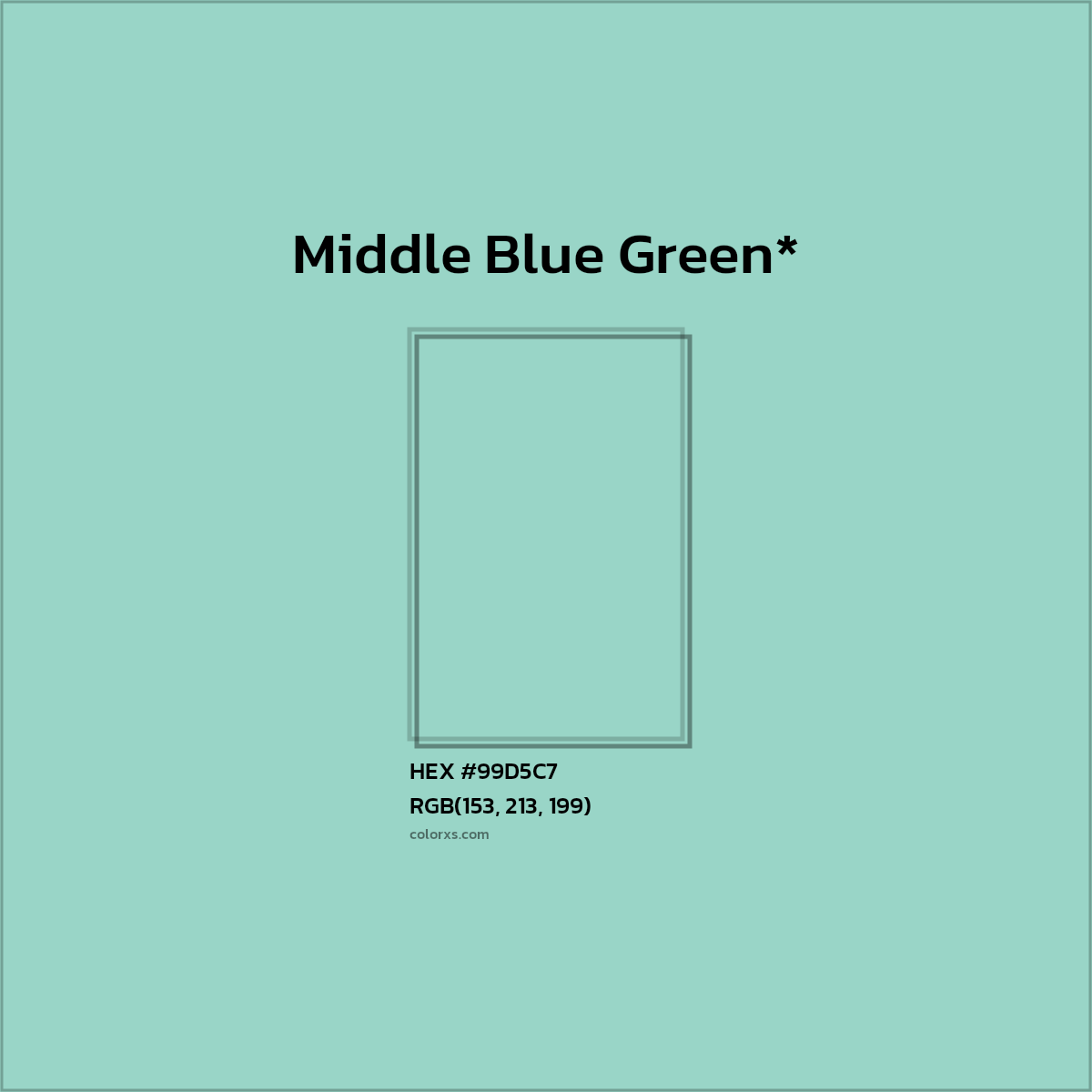 HEX #99D5C7 Color Name, Color Code, Palettes, Similar Paints, Images