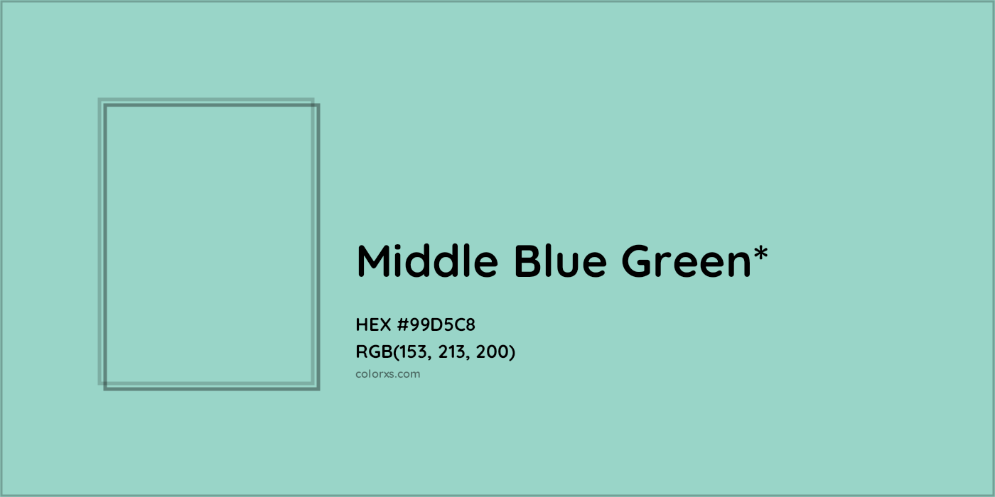 HEX #99D5C8 Color Name, Color Code, Palettes, Similar Paints, Images