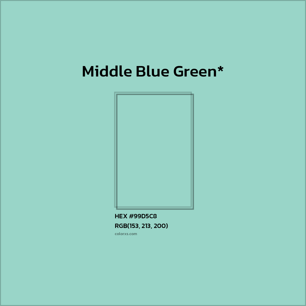 HEX #99D5C8 Color Name, Color Code, Palettes, Similar Paints, Images