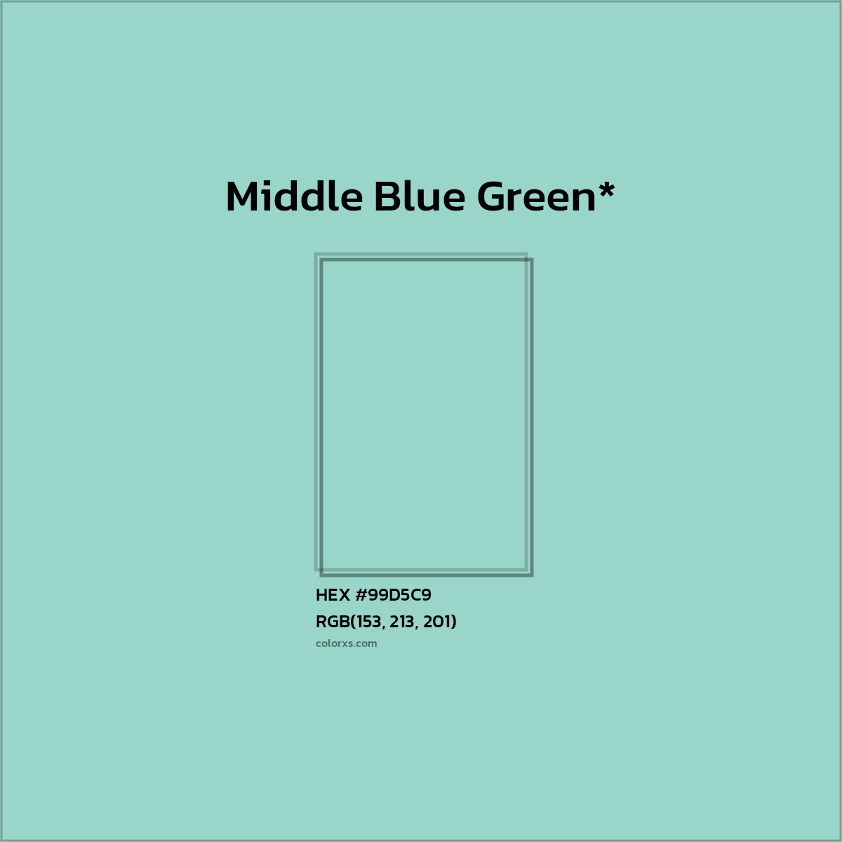 HEX #99D5C9 Color Name, Color Code, Palettes, Similar Paints, Images