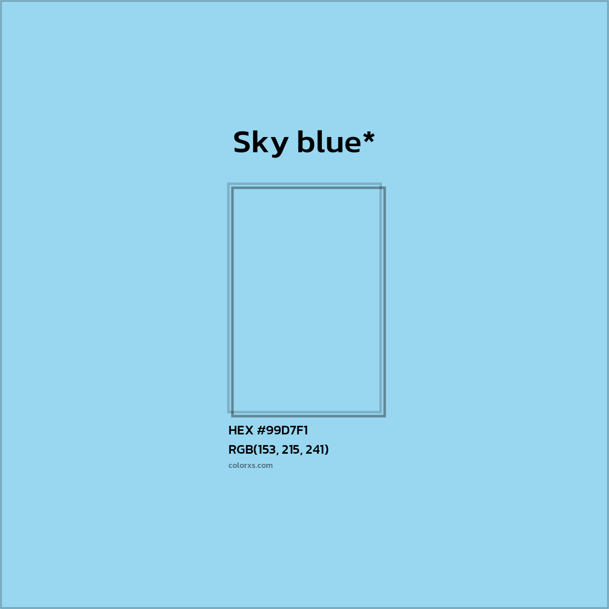 HEX #99D7F1 Color Name, Color Code, Palettes, Similar Paints, Images