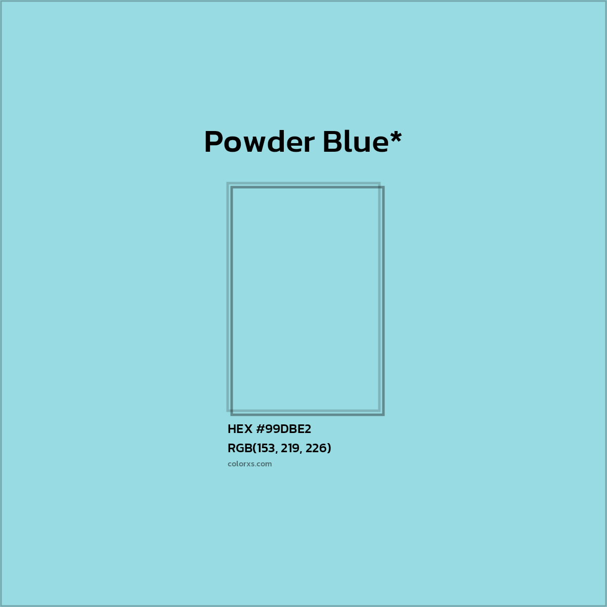 HEX #99DBE2 Color Name, Color Code, Palettes, Similar Paints, Images