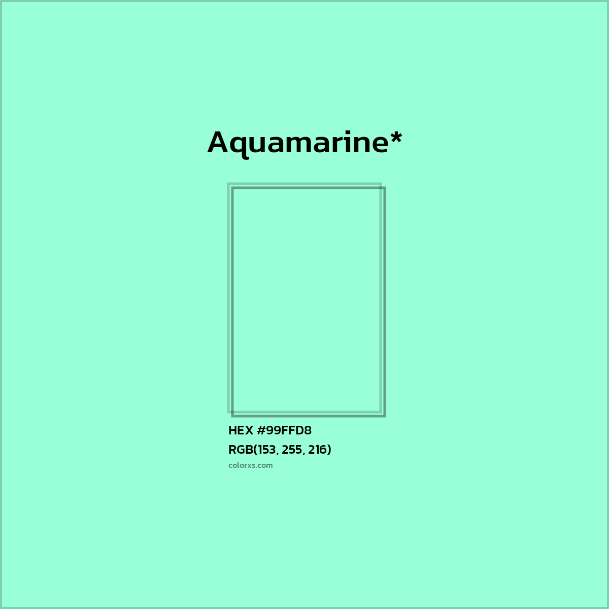HEX #99FFD8 Color Name, Color Code, Palettes, Similar Paints, Images