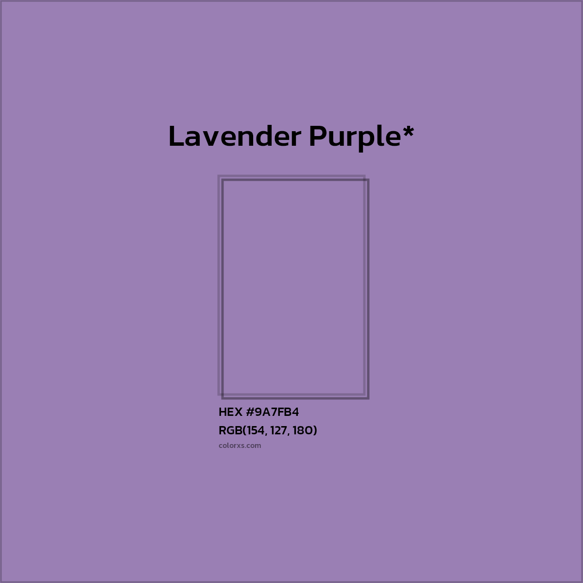 HEX #9A7FB4 Color Name, Color Code, Palettes, Similar Paints, Images