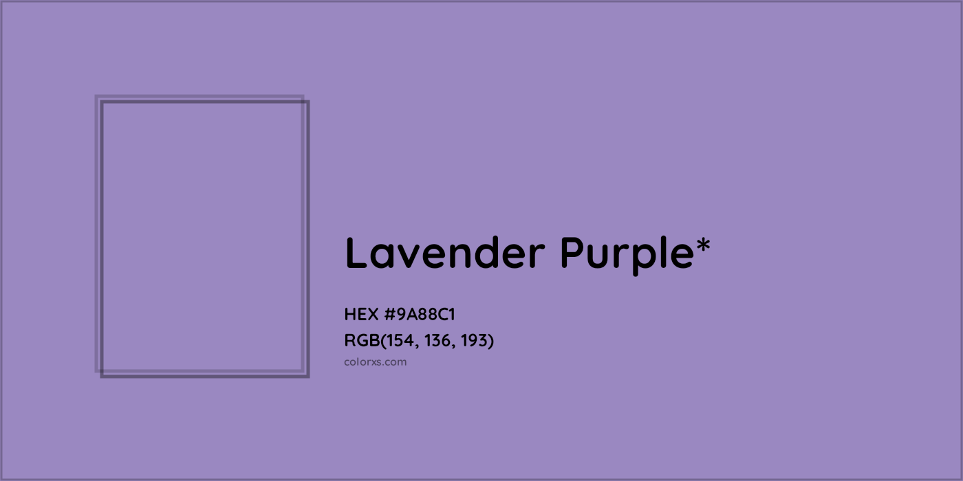 HEX #9A88C1 Color Name, Color Code, Palettes, Similar Paints, Images