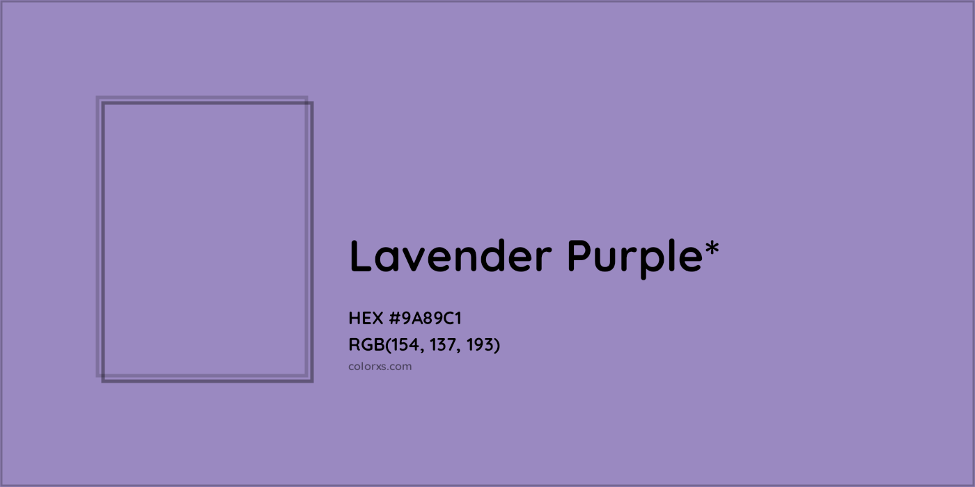 HEX #9A89C1 Color Name, Color Code, Palettes, Similar Paints, Images