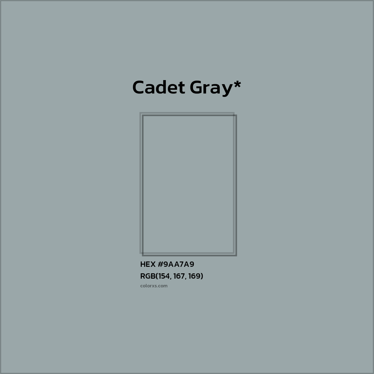 HEX #9AA7A9 Color Name, Color Code, Palettes, Similar Paints, Images