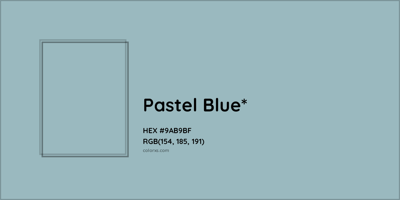 HEX #9AB9BF Color Name, Color Code, Palettes, Similar Paints, Images