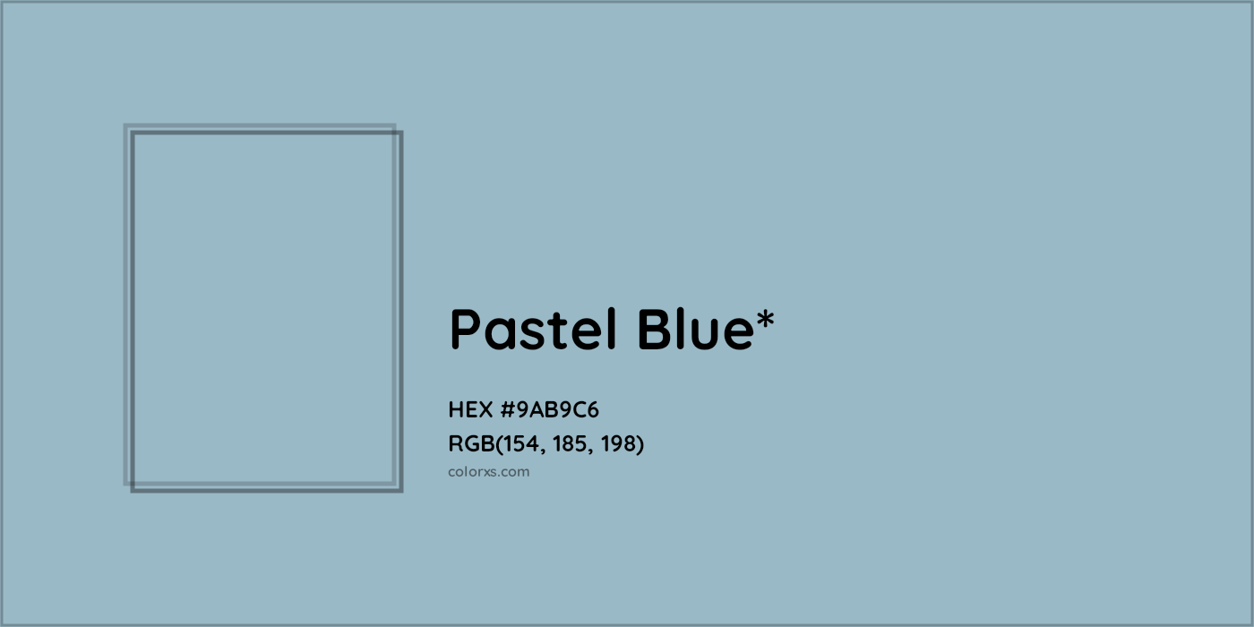 HEX #9AB9C6 Color Name, Color Code, Palettes, Similar Paints, Images