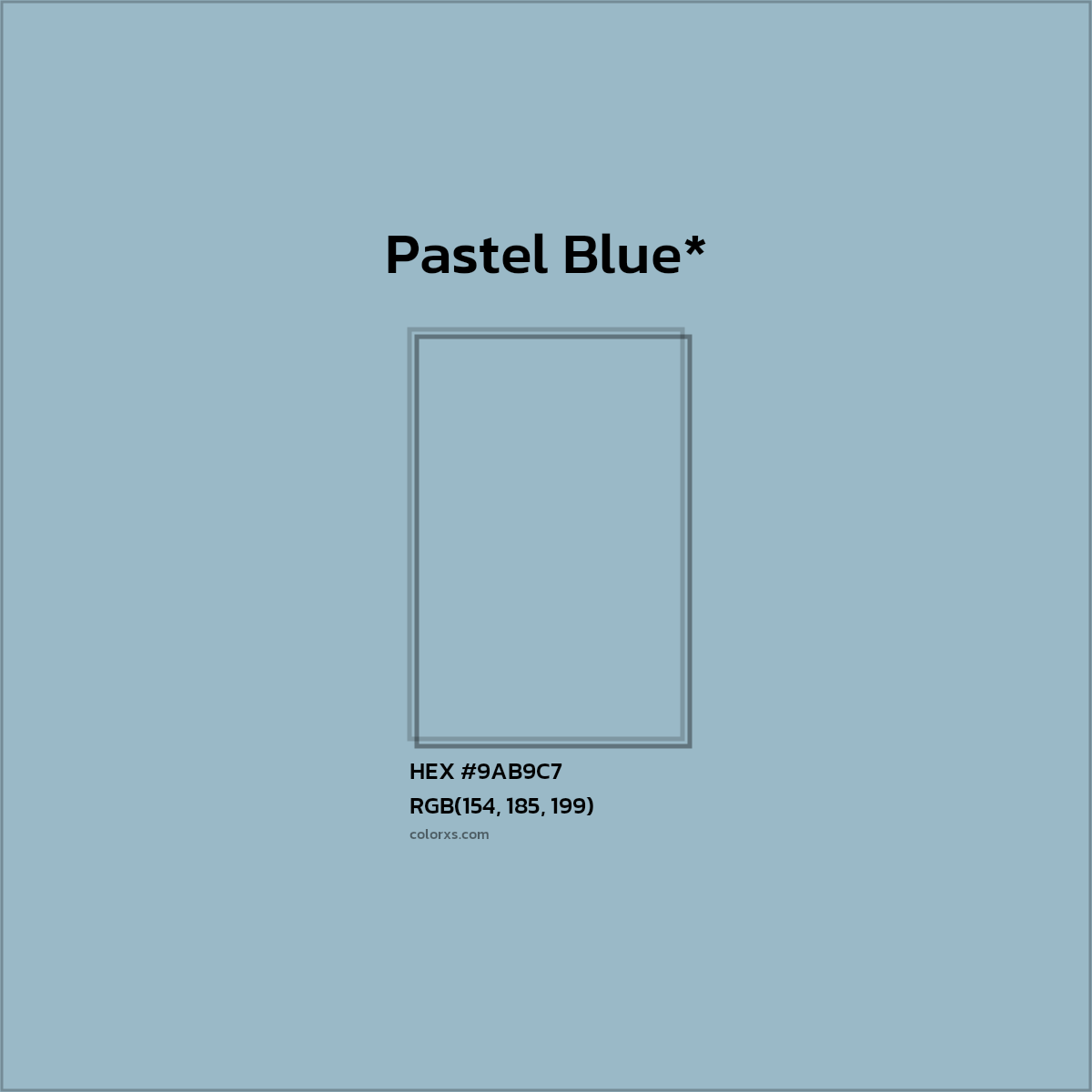 HEX #9AB9C7 Color Name, Color Code, Palettes, Similar Paints, Images