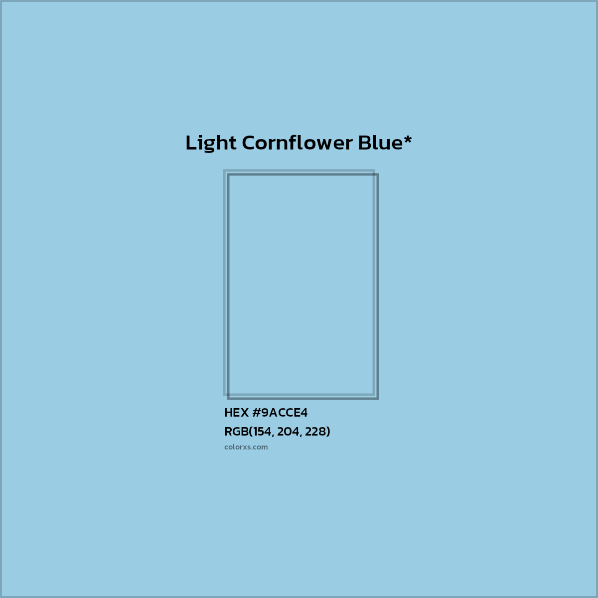 HEX #9ACCE4 Color Name, Color Code, Palettes, Similar Paints, Images