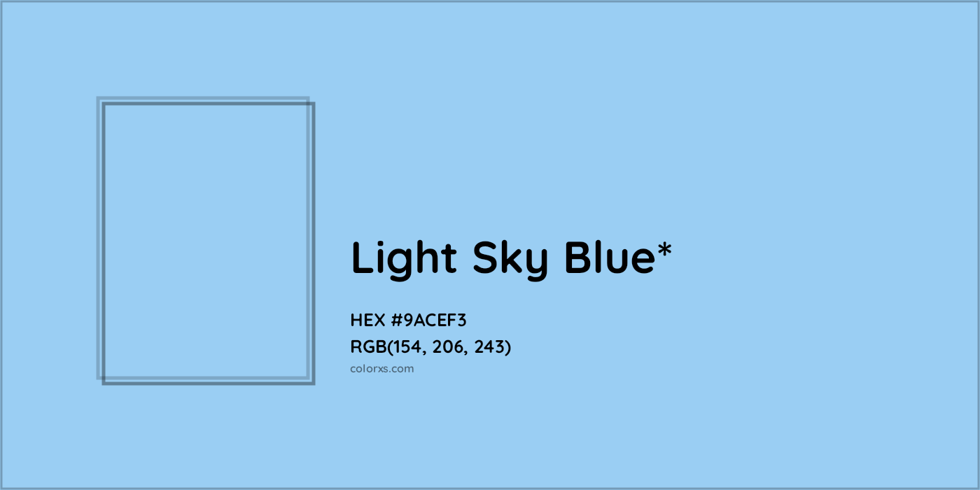 HEX #9ACEF3 Color Name, Color Code, Palettes, Similar Paints, Images
