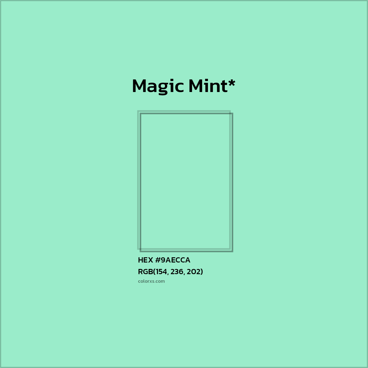 HEX #9AECCA Color Name, Color Code, Palettes, Similar Paints, Images