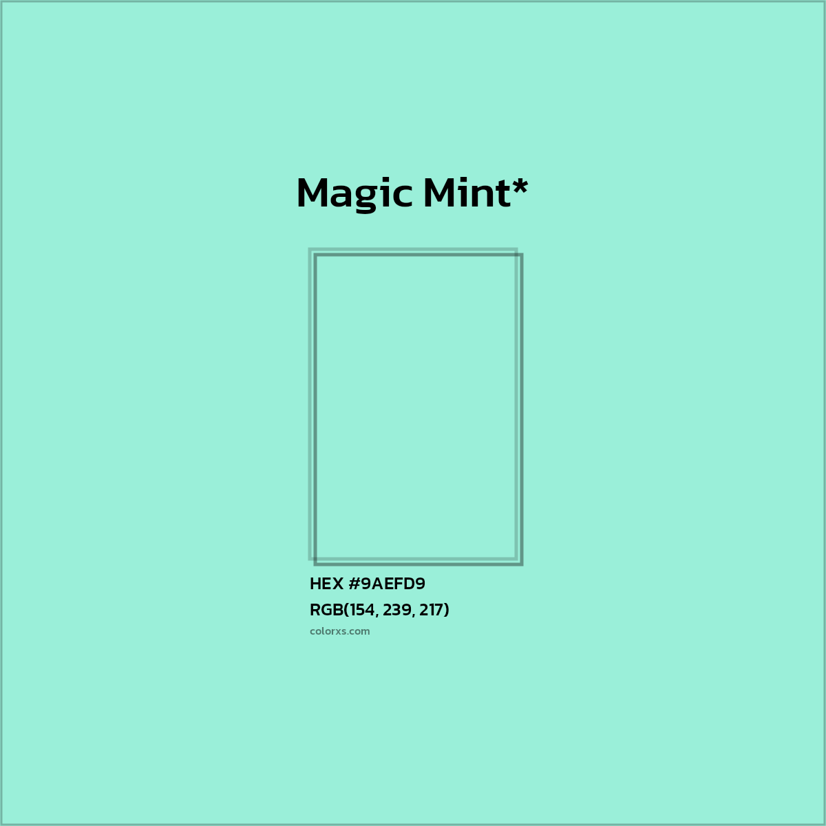 HEX #9AEFD9 Color Name, Color Code, Palettes, Similar Paints, Images
