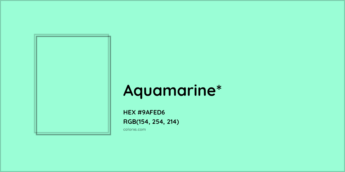 HEX #9AFED6 Color Name, Color Code, Palettes, Similar Paints, Images