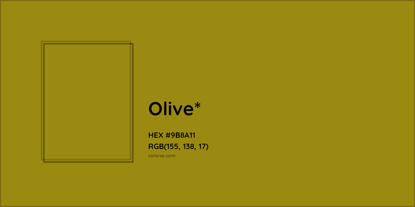 HEX #9B8A11 Color Name, Color Code, Palettes, Similar Paints, Images