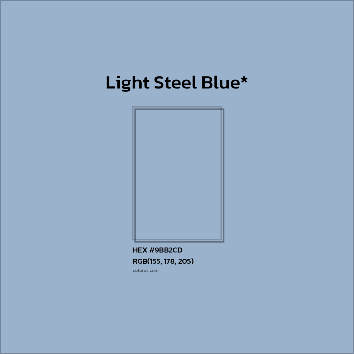 HEX #9BB2CD Color Name, Color Code, Palettes, Similar Paints, Images