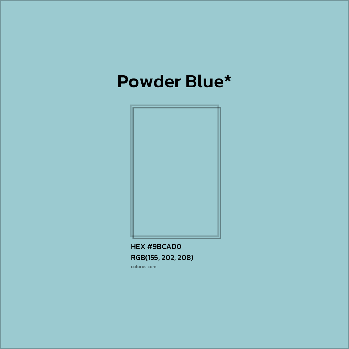 HEX #9BCAD0 Color Name, Color Code, Palettes, Similar Paints, Images