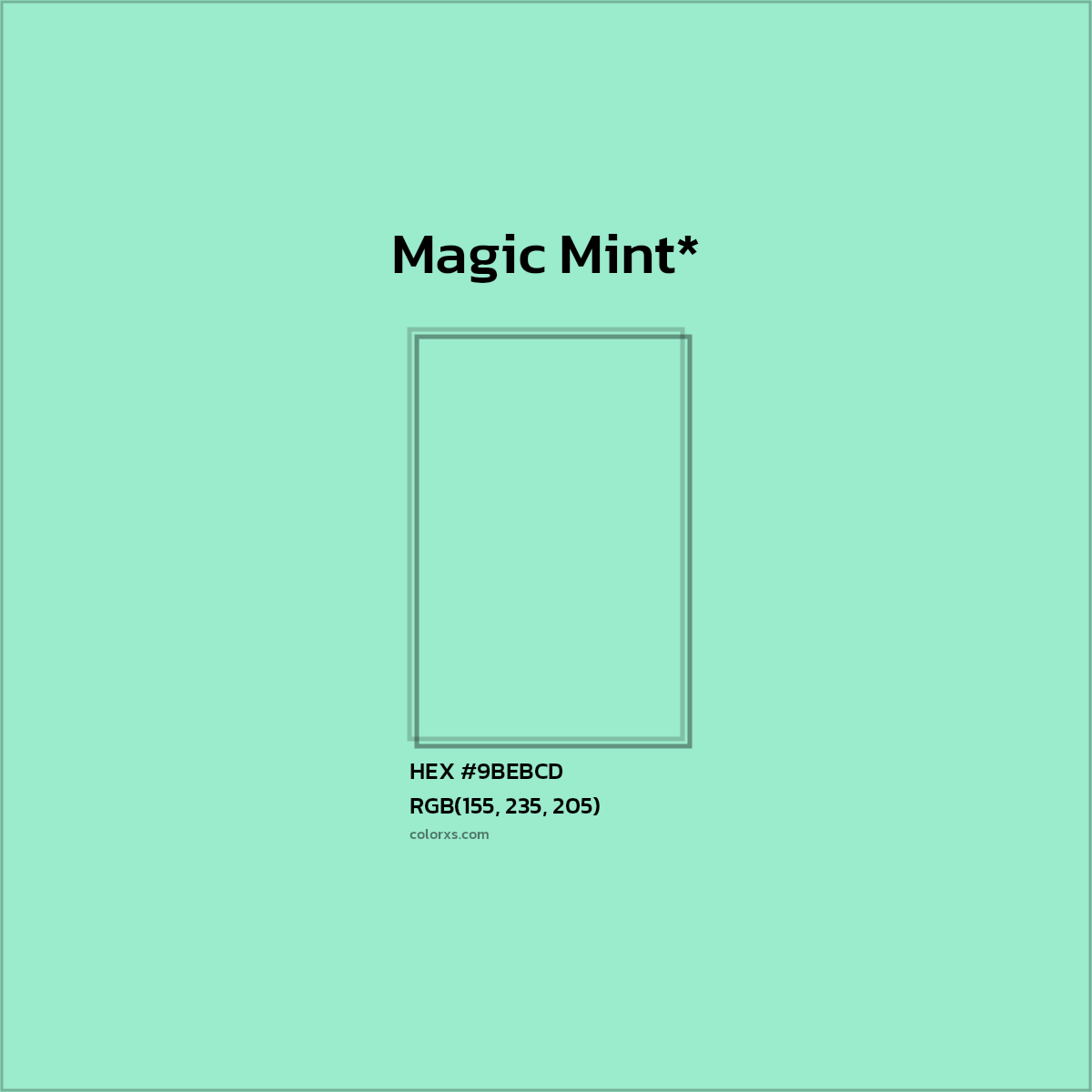 HEX #9BEBCD Color Name, Color Code, Palettes, Similar Paints, Images