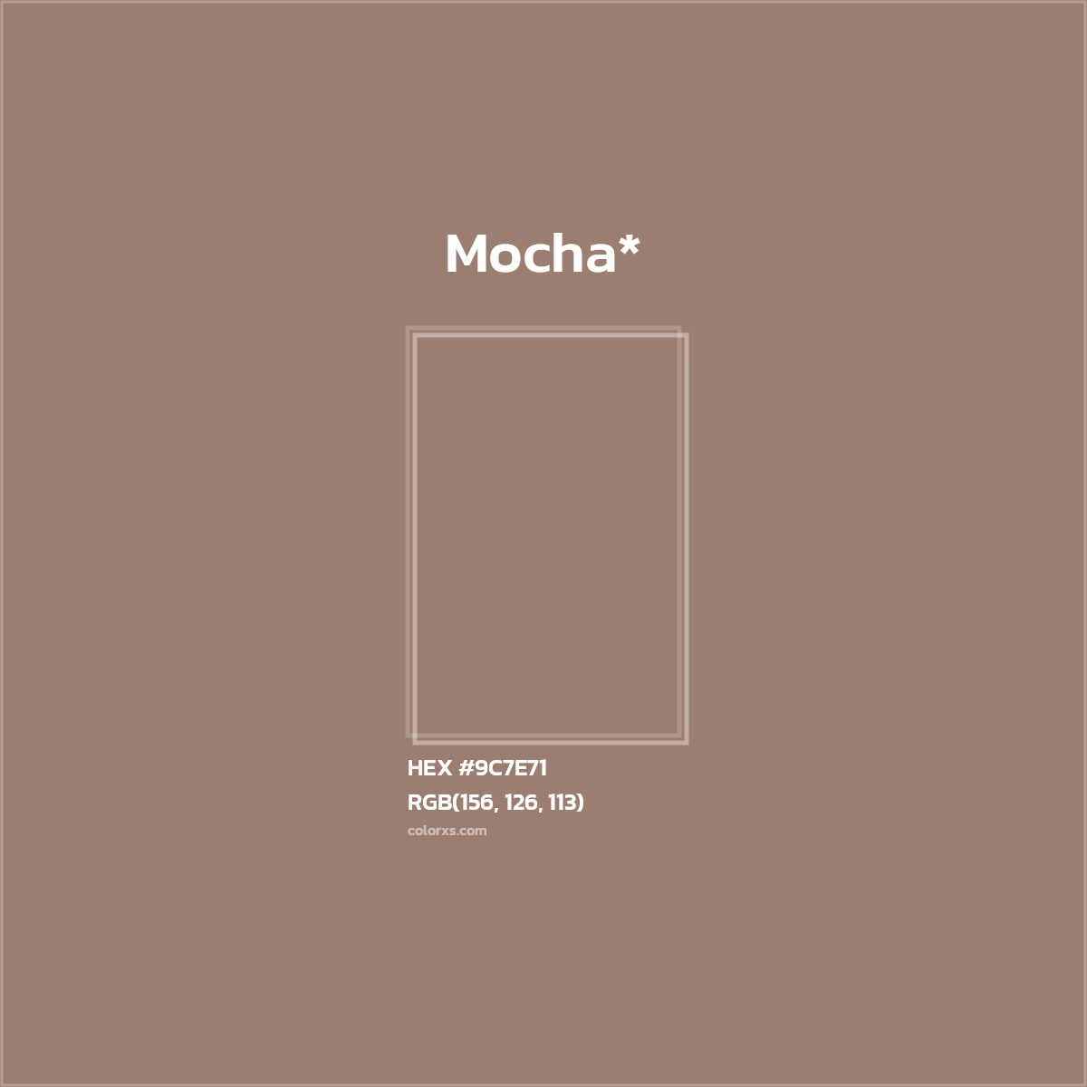 HEX #9C7E71 Color Name, Color Code, Palettes, Similar Paints, Images