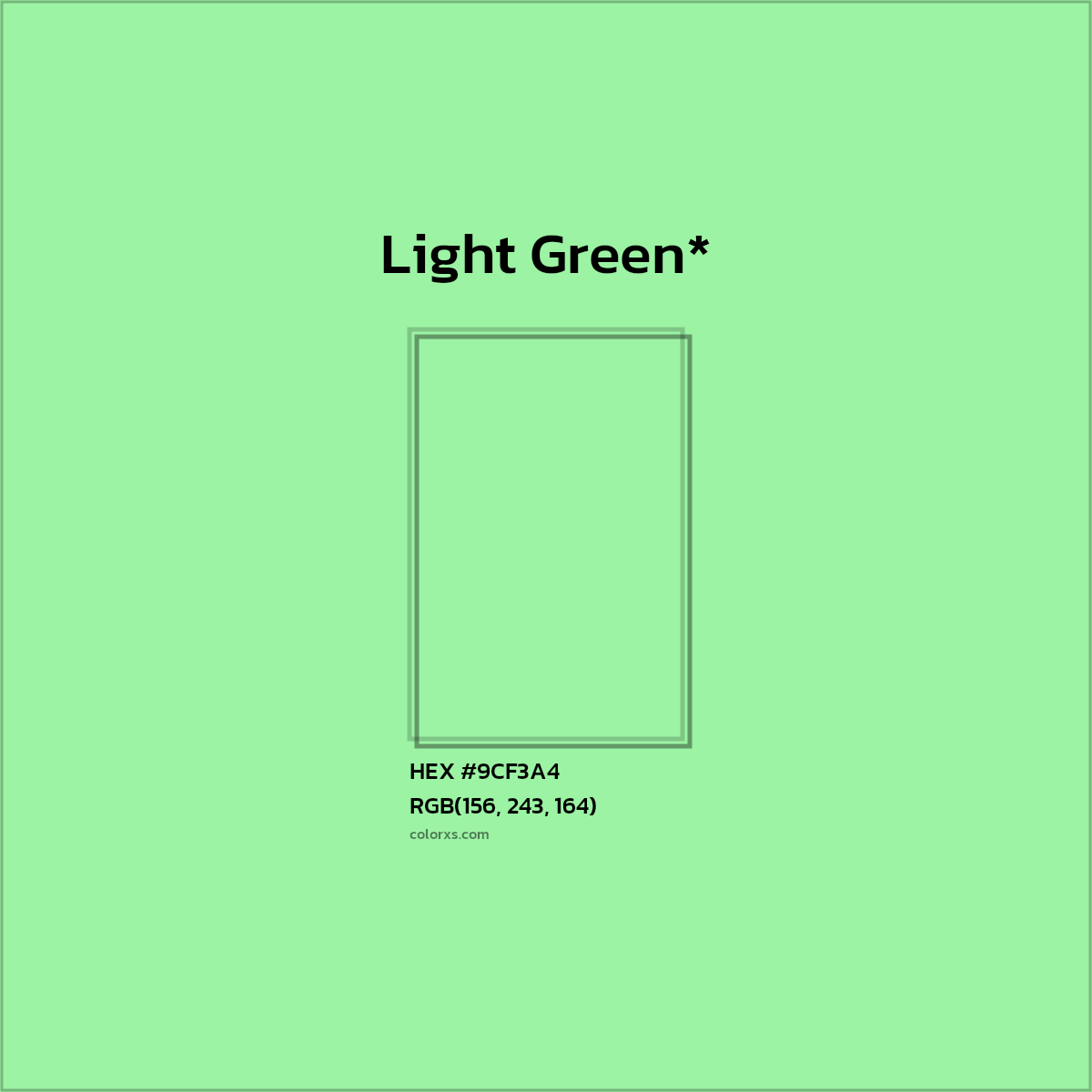 HEX #9CF3A4 Color Name, Color Code, Palettes, Similar Paints, Images