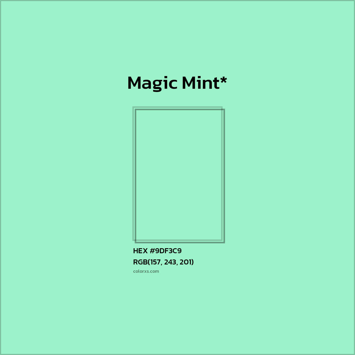 HEX #9DF3C9 Color Name, Color Code, Palettes, Similar Paints, Images