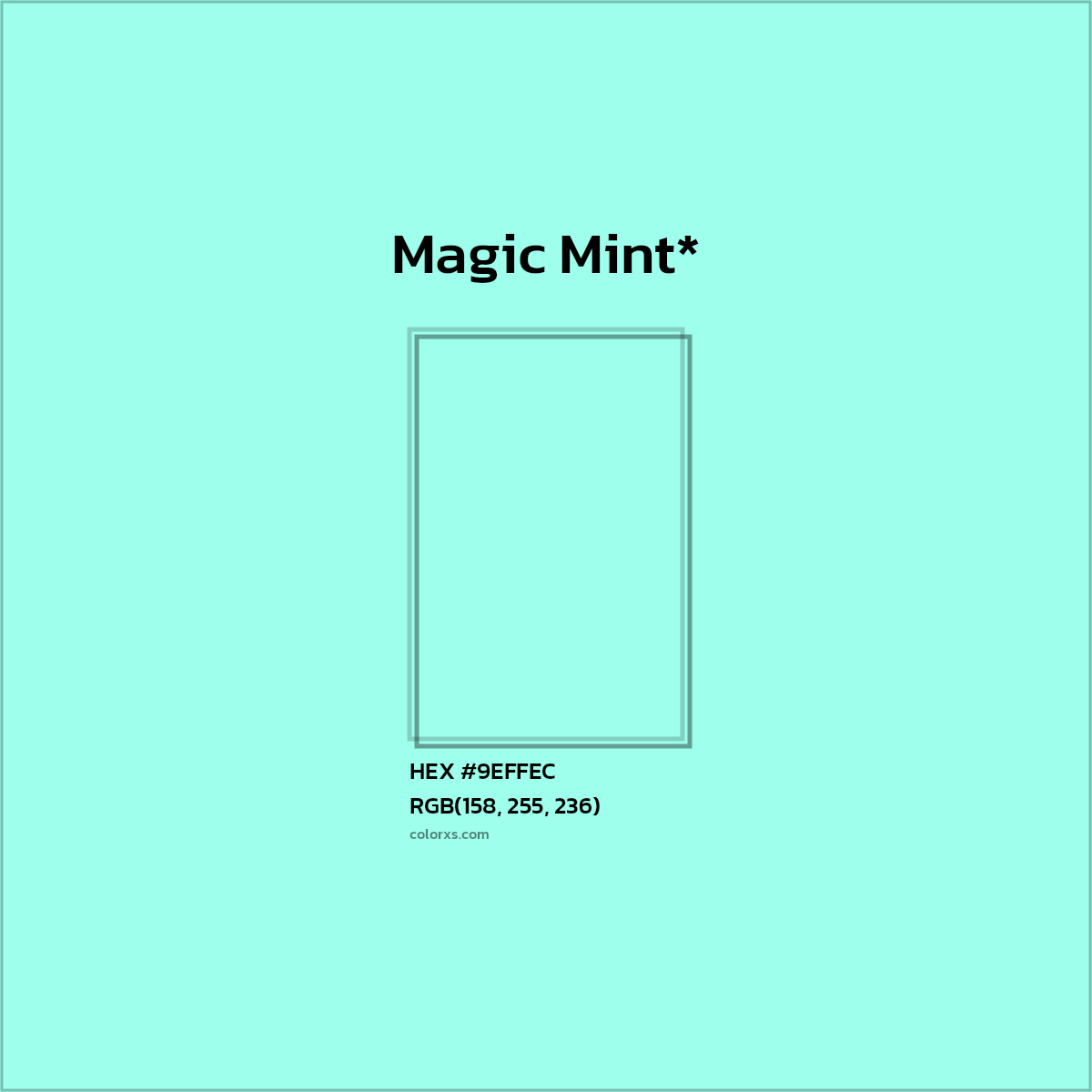 HEX #9EFFEC Color Name, Color Code, Palettes, Similar Paints, Images
