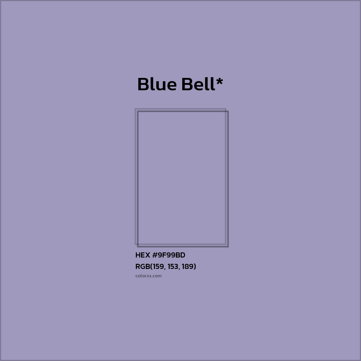 HEX #9F99BD Color Name, Color Code, Palettes, Similar Paints, Images